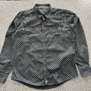 Wrangler Rock 47 Pearl Snap Shirt Mens XL Western Long Sleeve Button Up